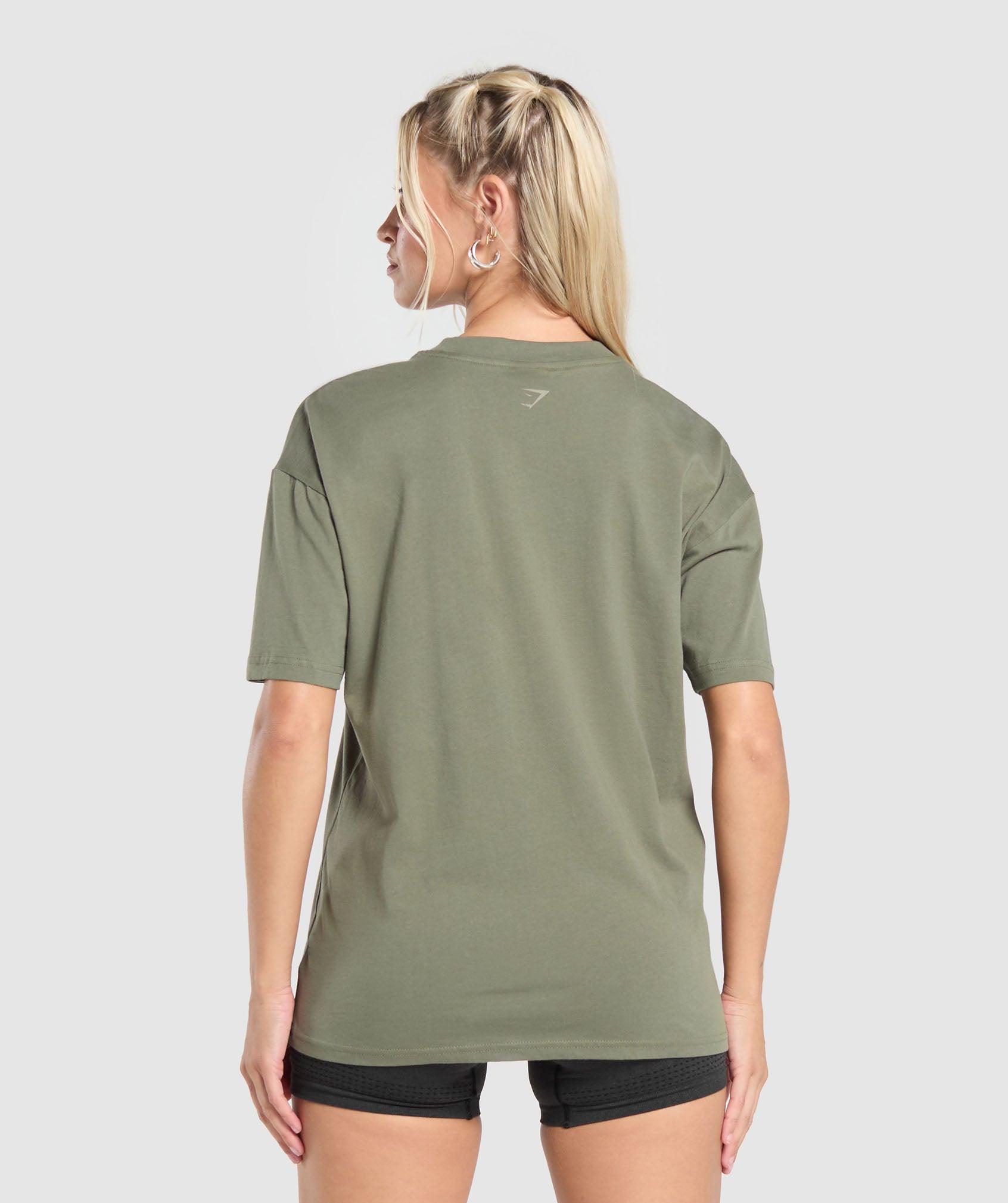Gymshark Collegiate Lifestyle Oversized T-Shirt - Base Green Female Product Image