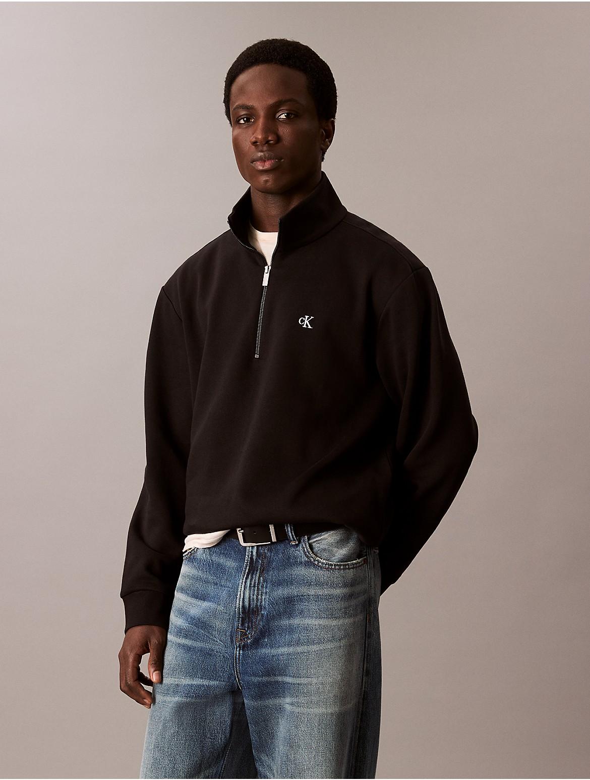 Calvin Klein Mens Archive Logo Fleece Quarter Zip Sweatshirt Product Image