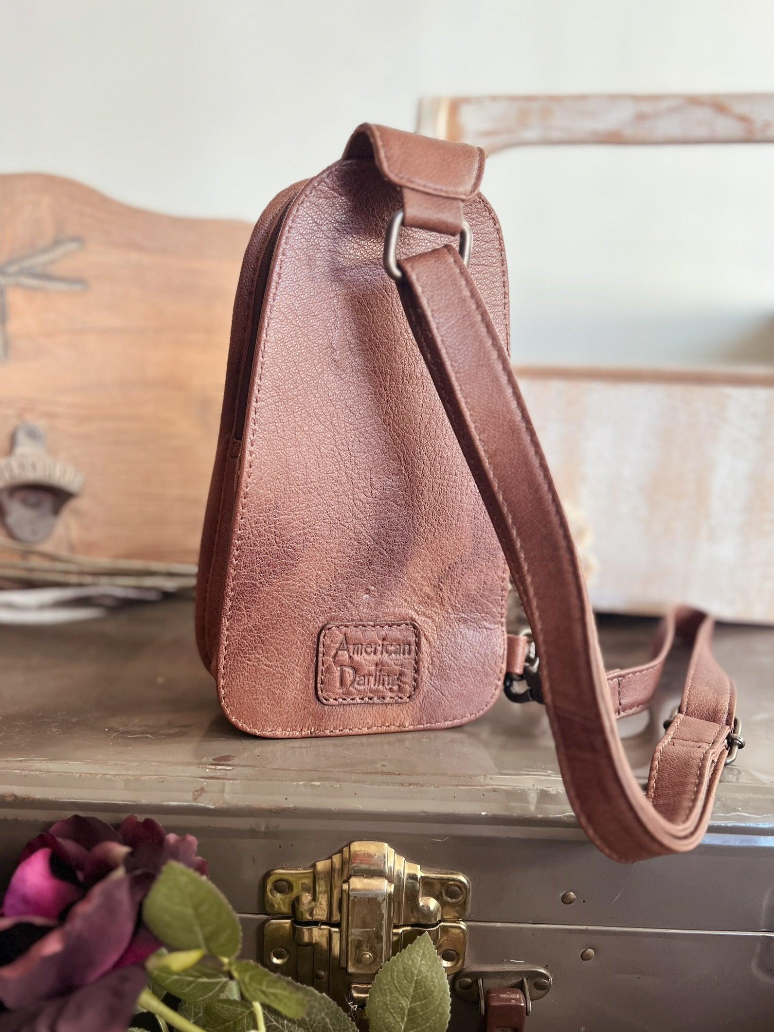 Darling Tooled Leather and Saddle Blanket Sling Bag - 2 Colors Product Image