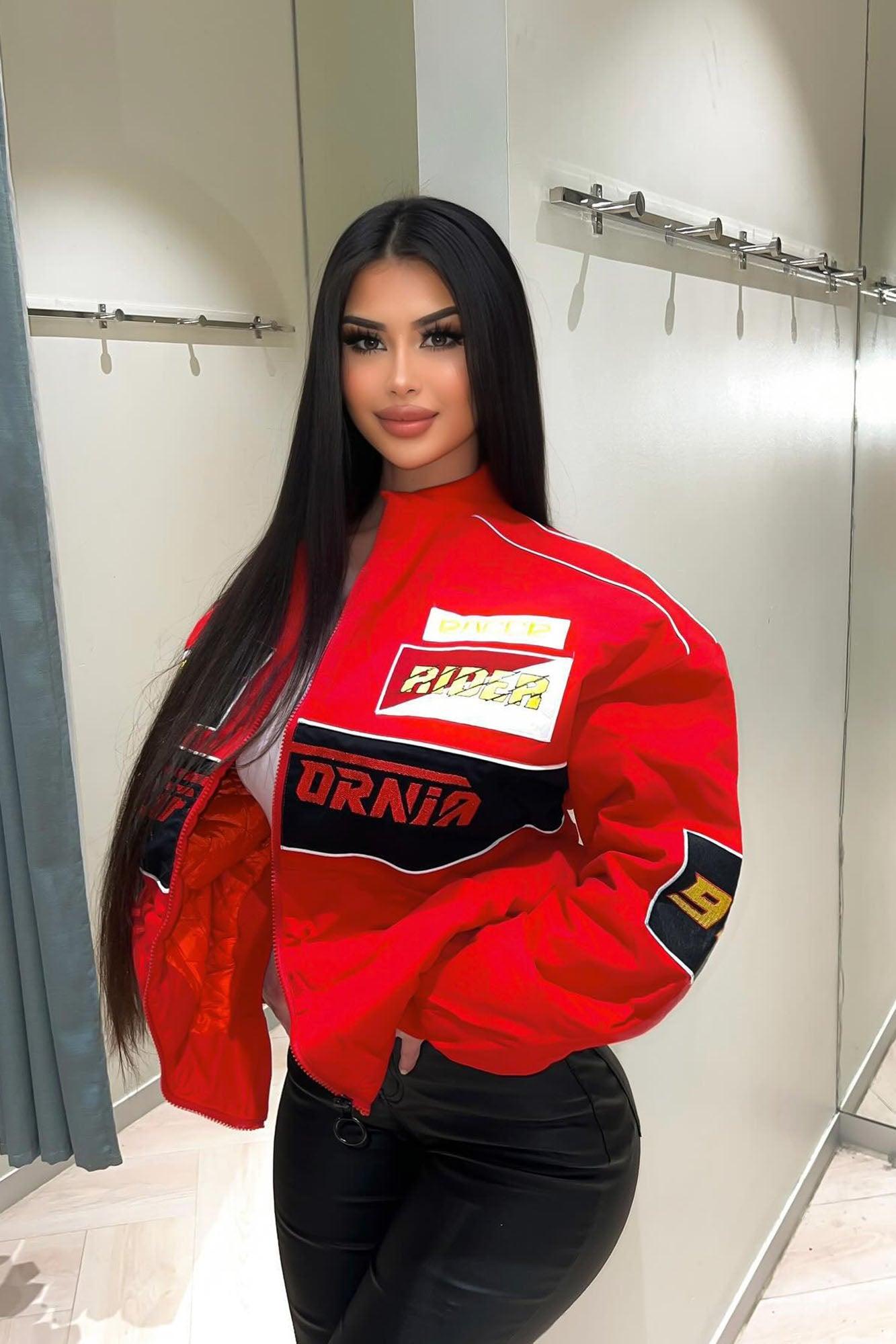 Racing Cali Bomber Jacket - Red Female Product Image