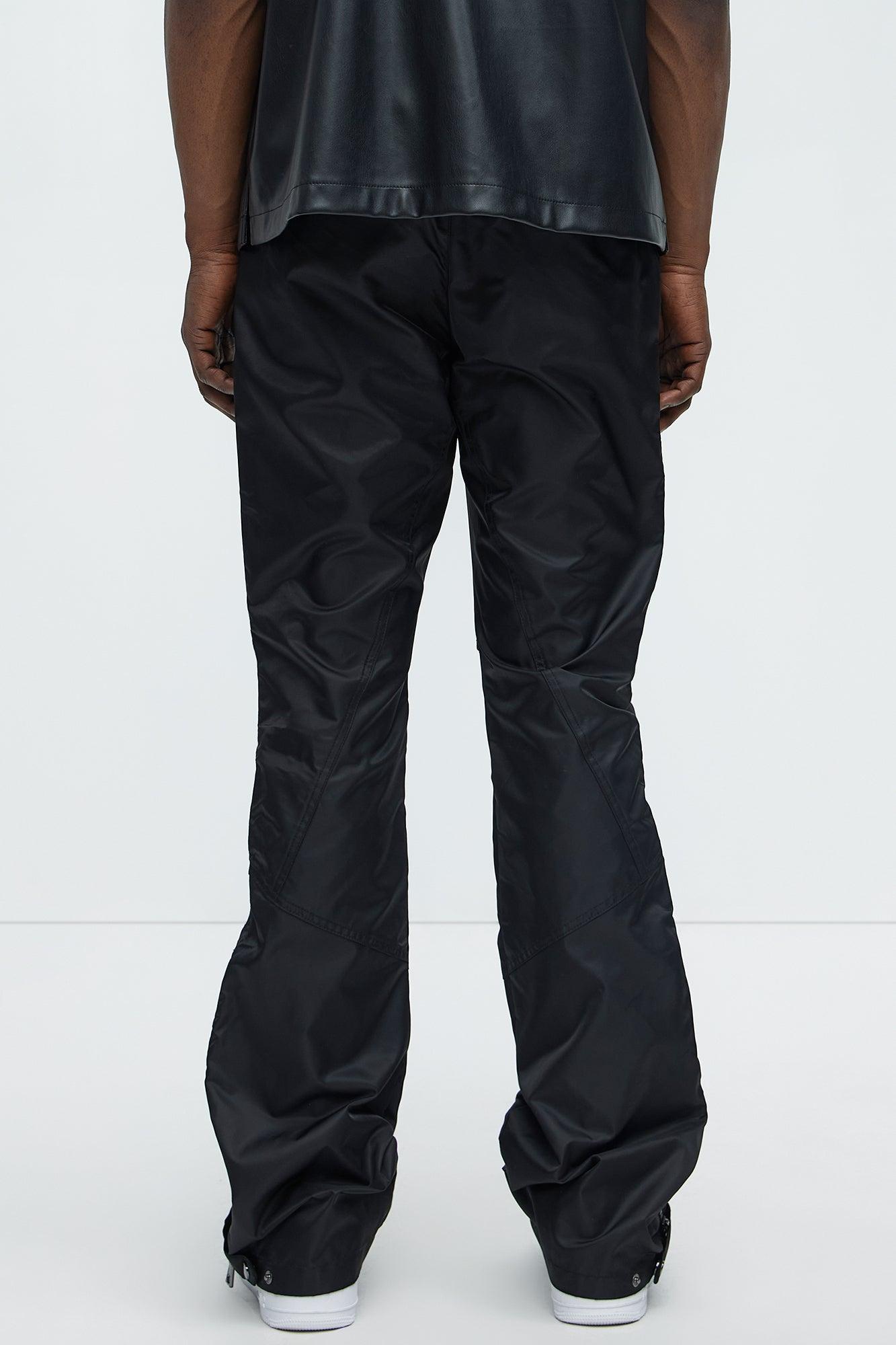 Play The Track Stacked Slim Flare Nylon Pants - Black Product Image