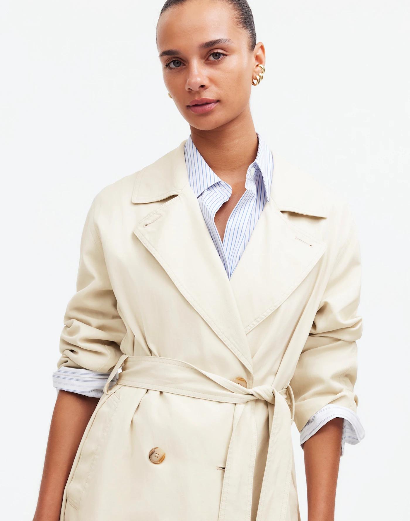 Belted Trench Coat in Drapey Twill Product Image