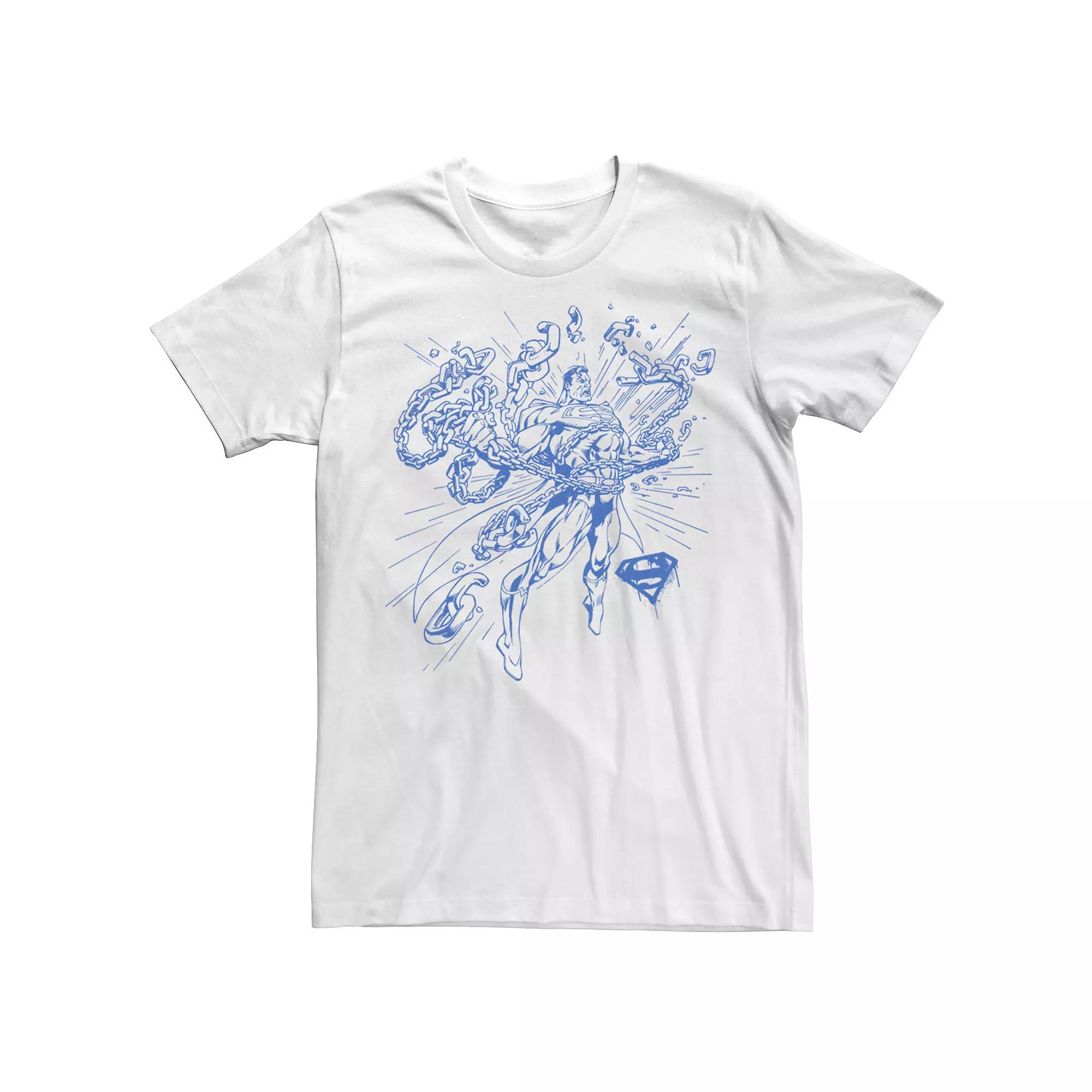 Men's DC Comics Superman Break Chains Outlined Comic Poster Graphic Tee,  Product Image