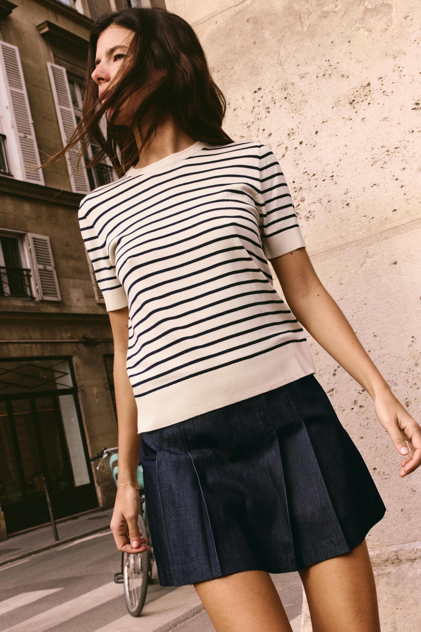 STRIPED KNIT TOP Product Image