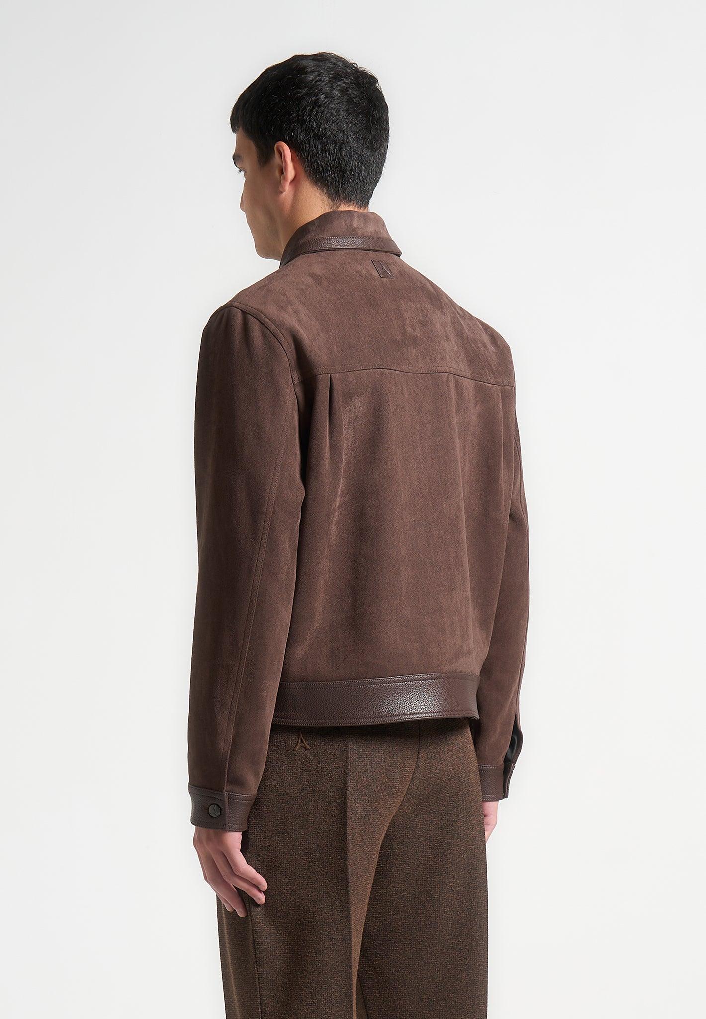 Suede & Pebbled Leather Jacket - Brown Male Product Image