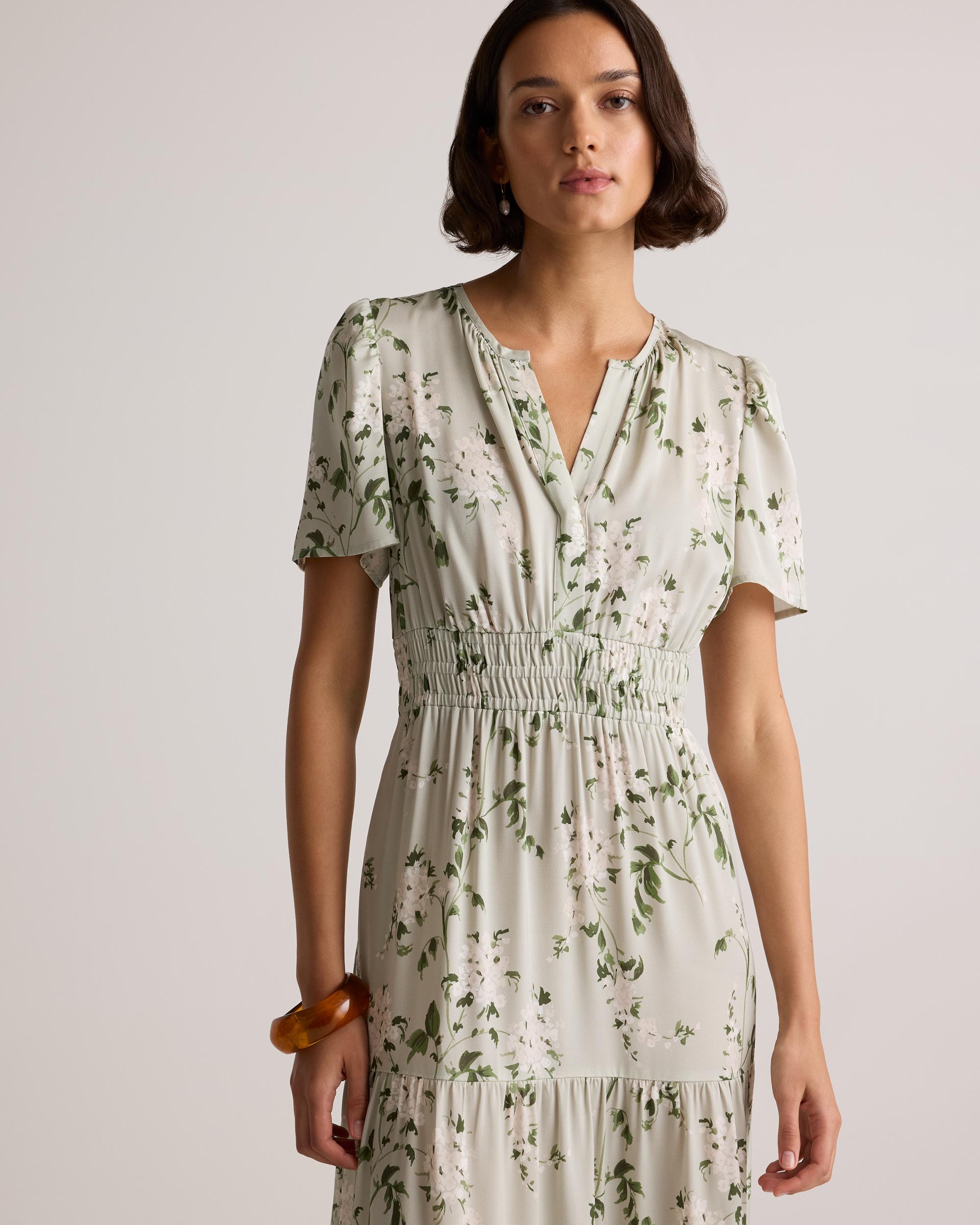 Quince | Women's Washable Stretch Silk Tiered Maxi Dress Size XS Product Image