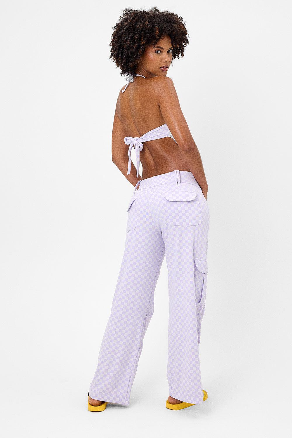 Chilli Checkered Cargo Pant - Purple Check Product Image