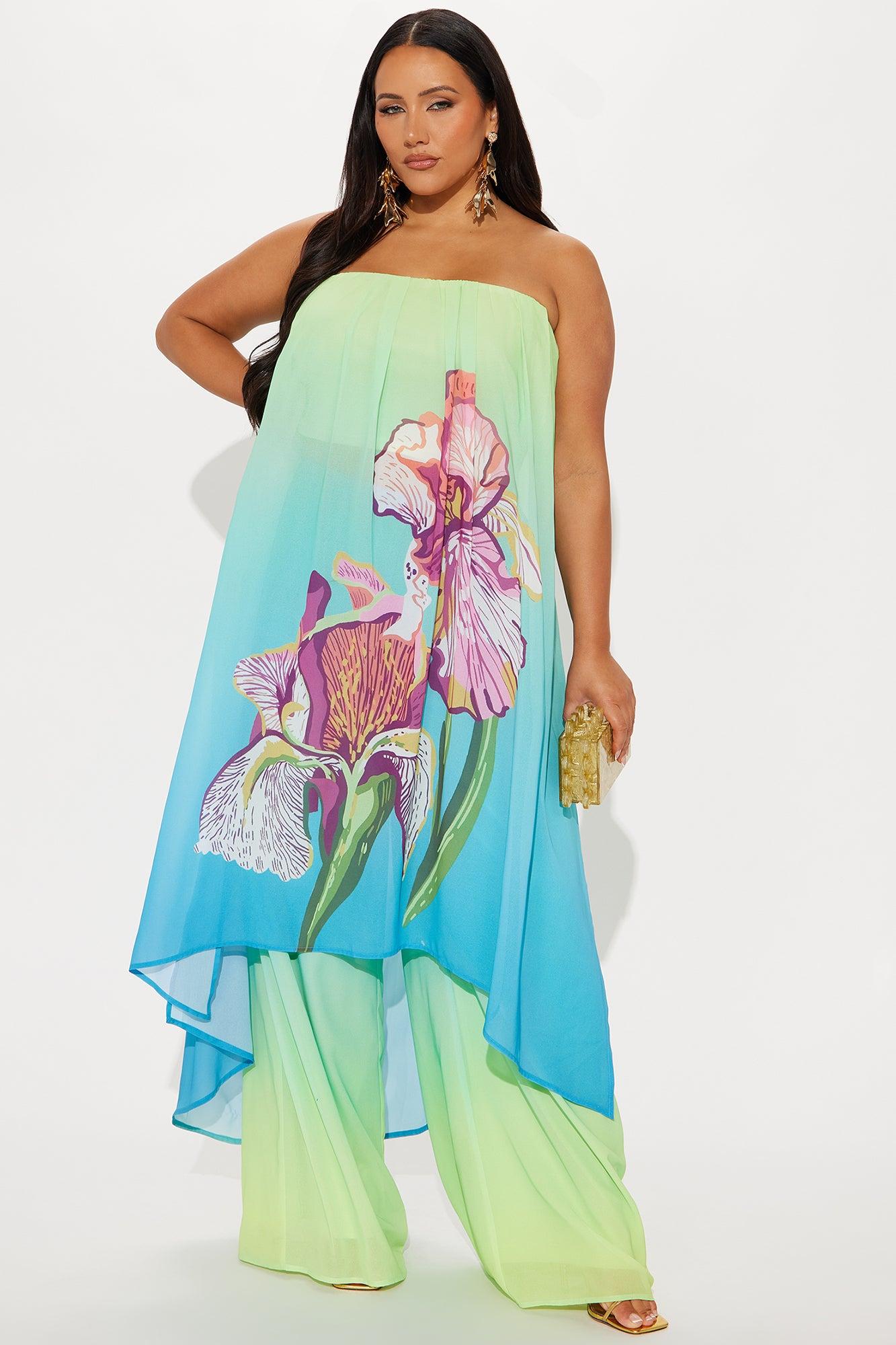 Wildflower Wish Ombre Wide Leg Pant Set - Blue/combo Female Product Image