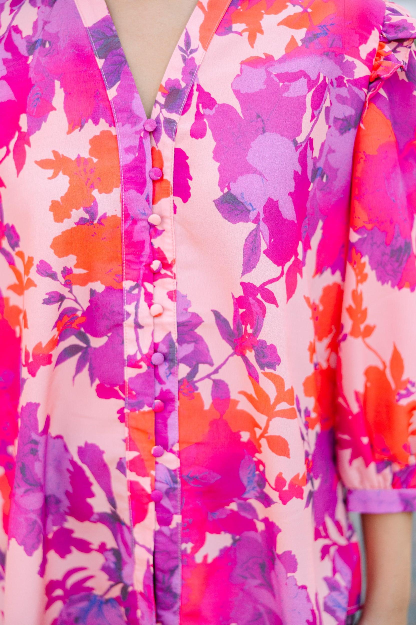 Do What's Right Fuchsia Pink Floral Blouse Female Product Image