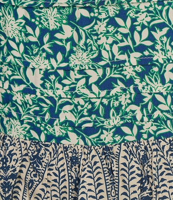 Tru Luxe Jeans Mixed Floral Print Peplum V-Neck 3/4 Sleeve Top Product Image