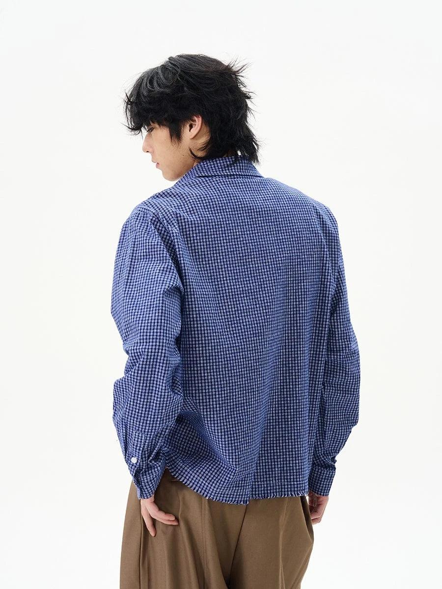 RT No. 18161 BLUE GRID BUTTON-UP SHIRT Product Image