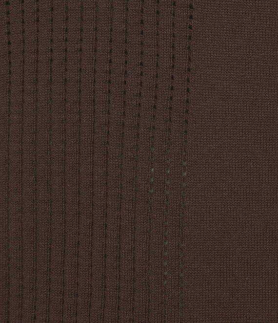 Murano Crocodile World Collection Pointelle Johnny Collar Short Sleeve Sweater Knit Shirt Product Image