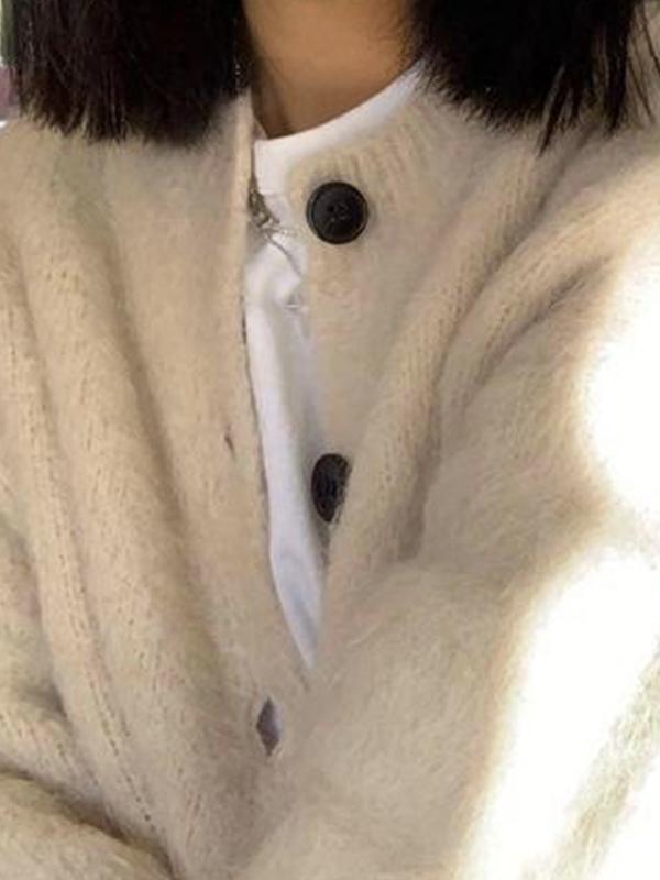 Cozy Loose Breasted Knit Cardigan Product Image