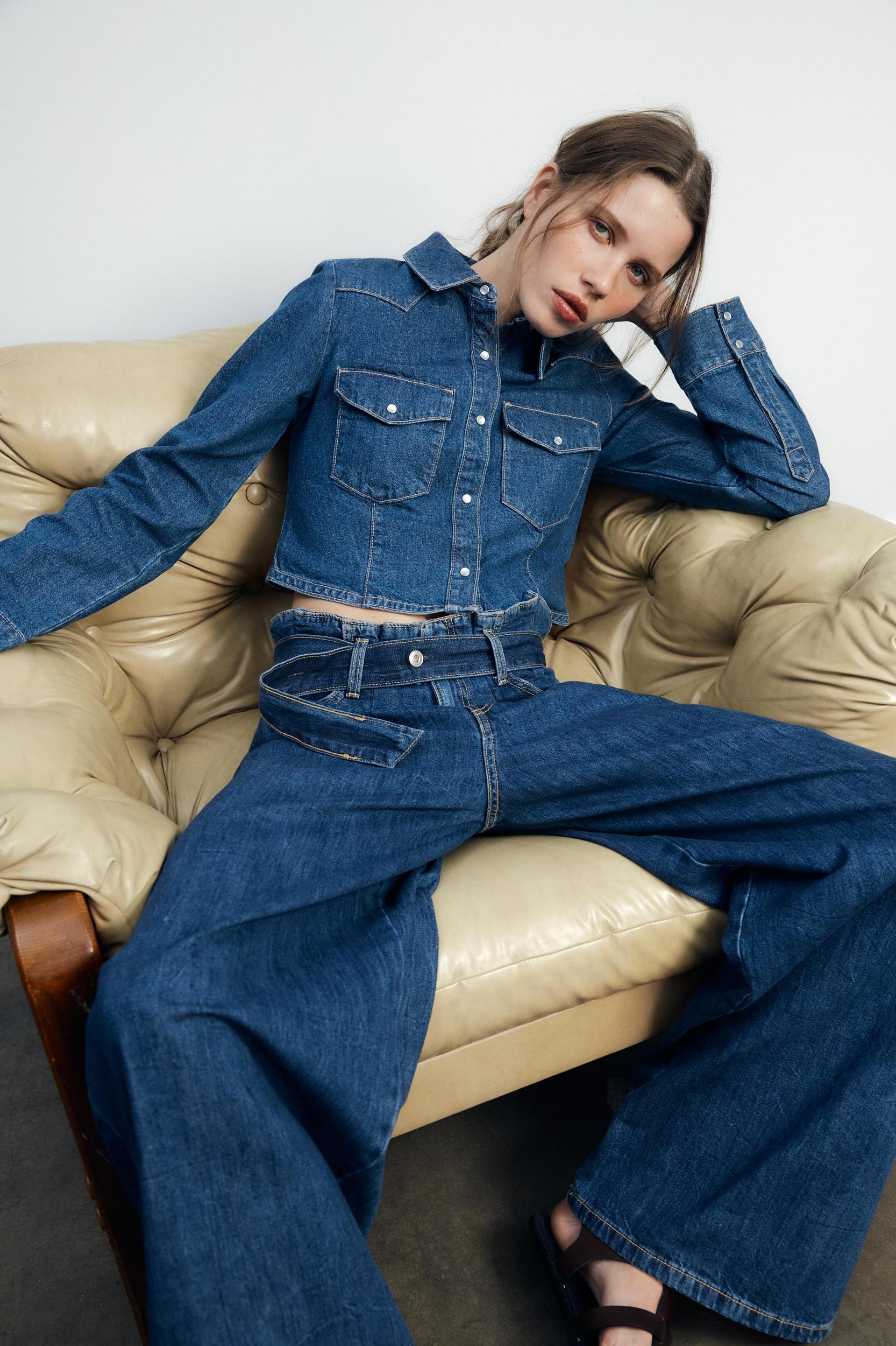 TRF CROP DENIM SHIRT Product Image