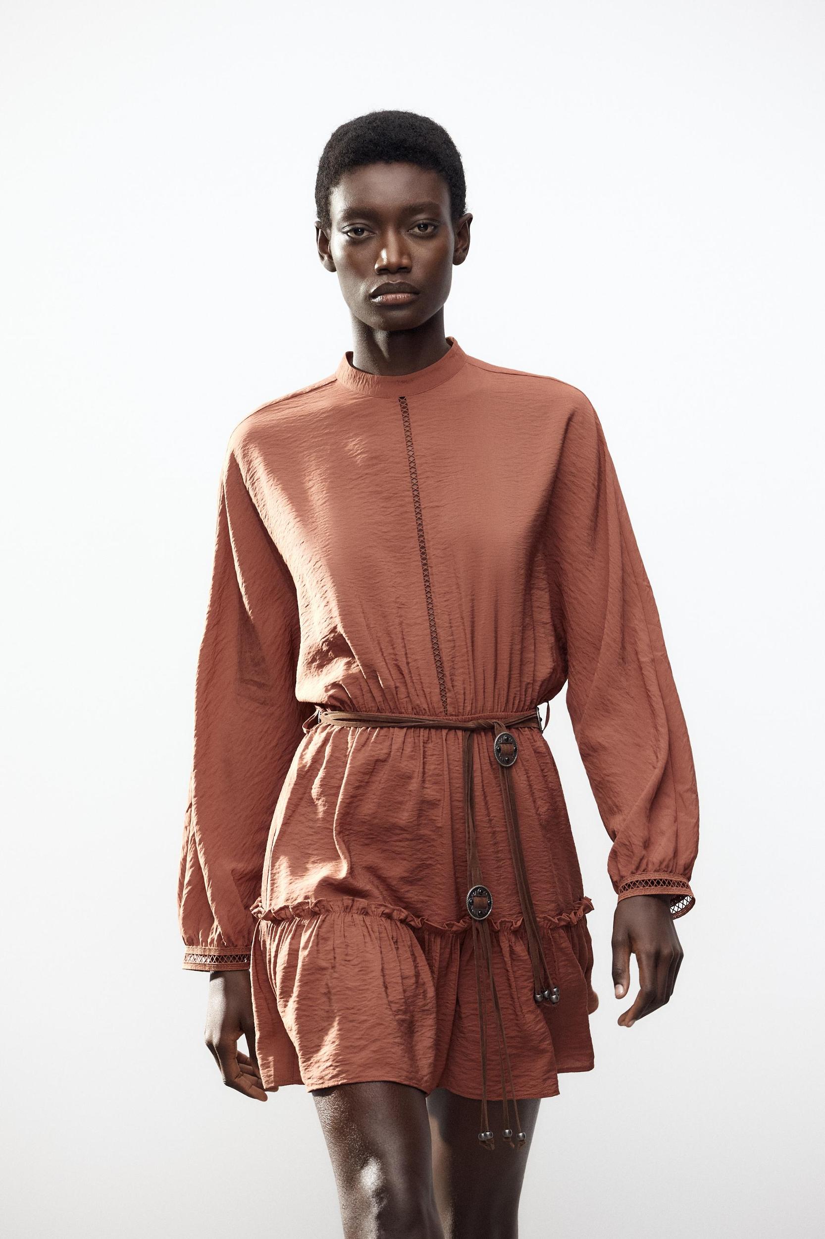 BELTED LACE INSERT MINI DRESS Product Image