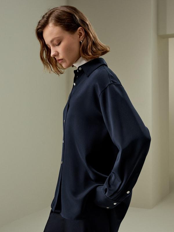 The One Relaxed Fit Silk Shirt Product Image