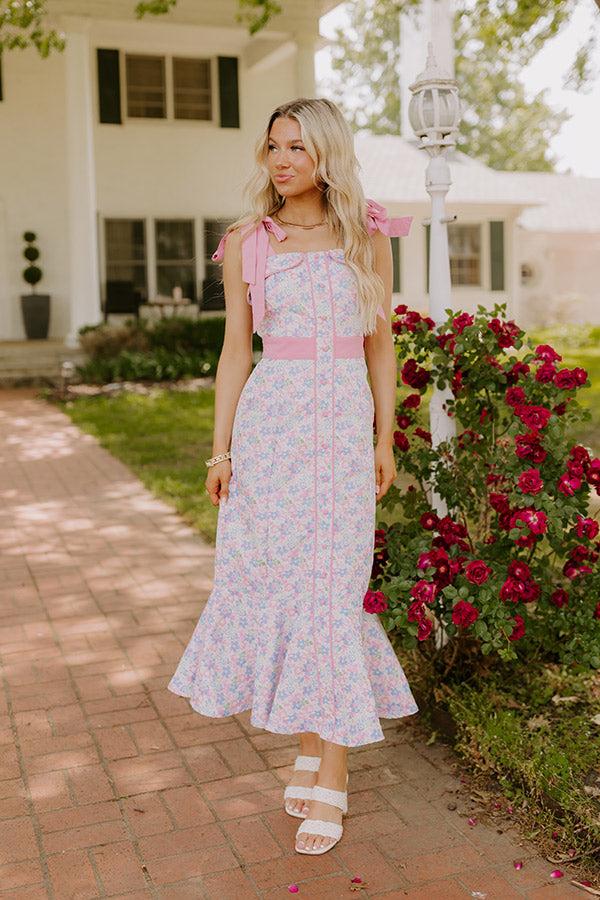 Wine Country Cutie Floral Midi Dress in Pink Product Image