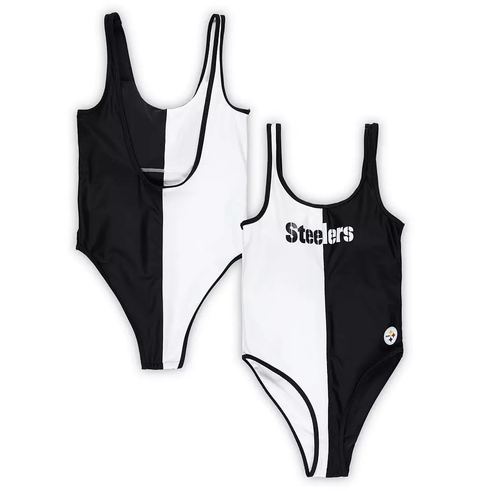 Women's G-III 4Her by Carl Banks Black/White Pittsburgh Steelers Last Stand One-Piece Swimsuit, Size: XS Product Image