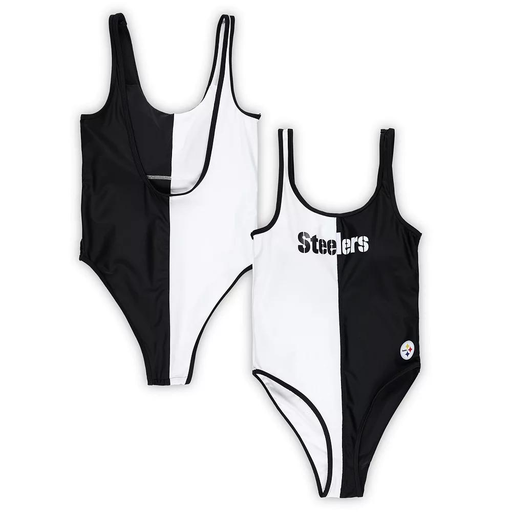 Women's G-III 4Her by Carl Banks Black/White Pittsburgh Steelers Last Stand One-Piece Swimsuit, Size: XS Product Image
