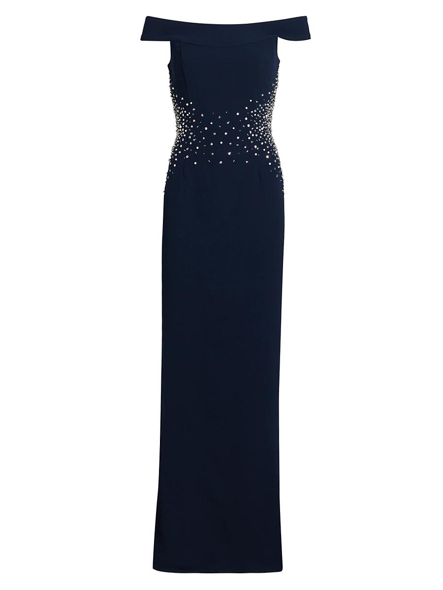 Womens Sequined Stretch Crepe Off-The-Shoulder Gown Product Image