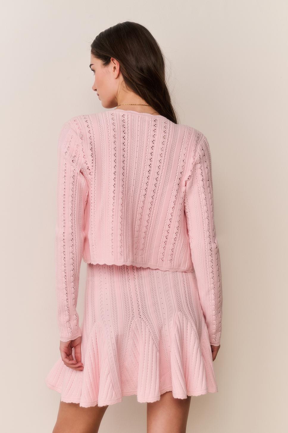 Peridot Stretch Pointelle Cardigan - WHITE TEA Product Image