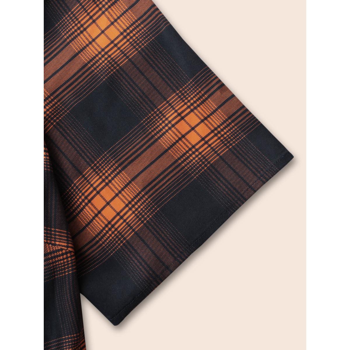 Plus Size Stretchy Plaid Contrast Splicing Midi Dress Brightorange Women Cocktail Non Party Curvy Bloomchic 18-20/2X Product Image