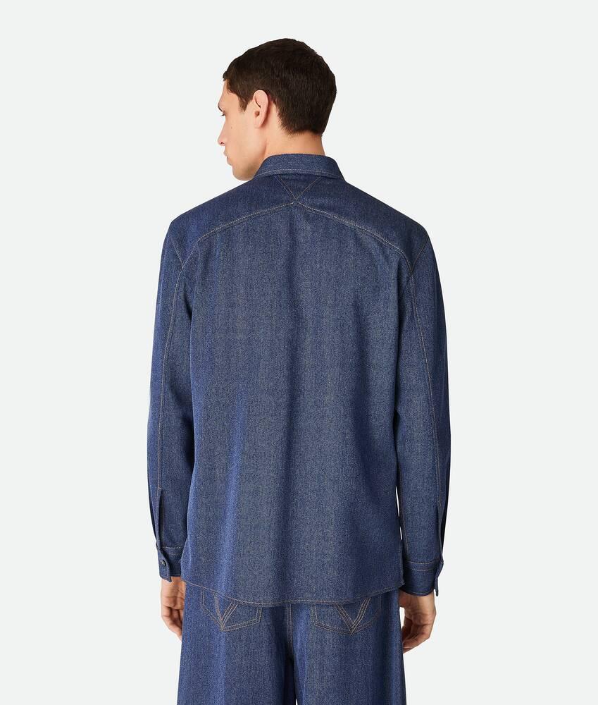 Men's Wool And Cotton Shirt in Indigo Product Image