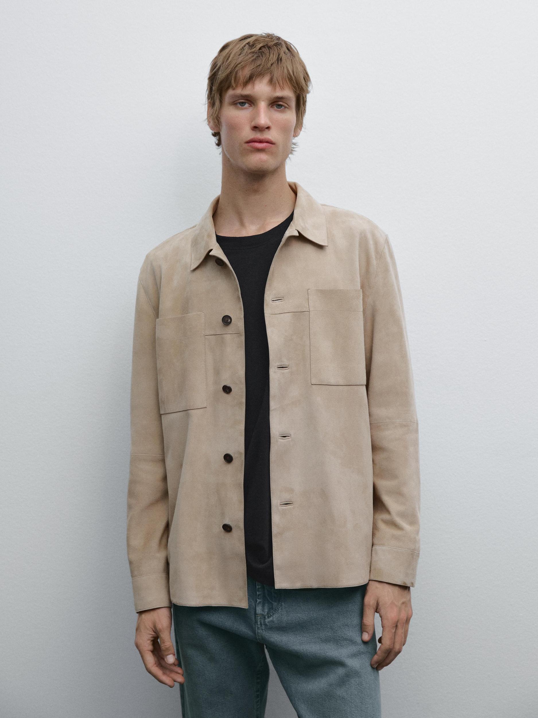 Suede leather overshirt Product Image
