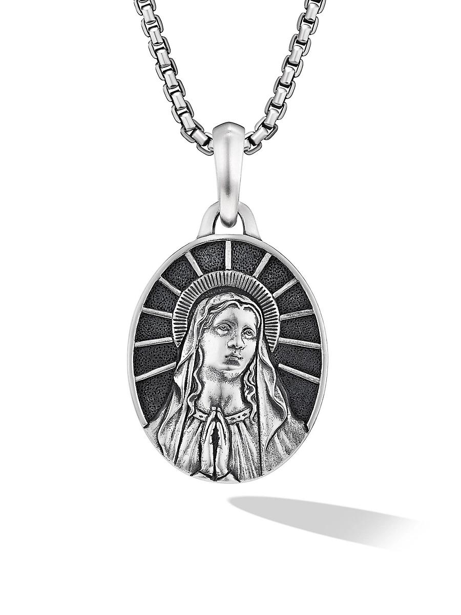 Mens Mary Amulet in Sterling Silver, 20MM Product Image