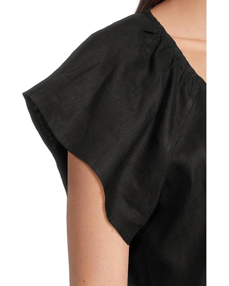 Short Sleeve Button Front Lace Trim Top Product Image