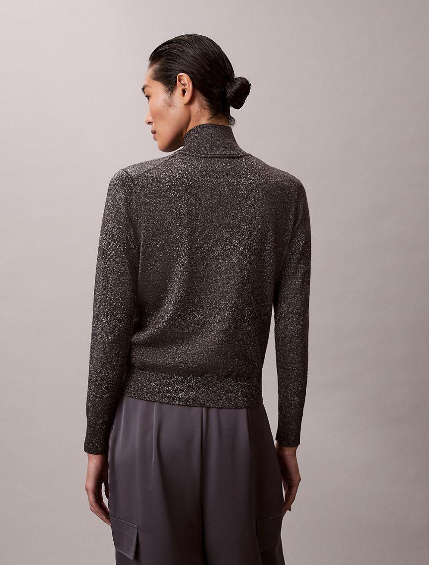 Lurex Merino Wool Blend Mock Neck Sweater Product Image