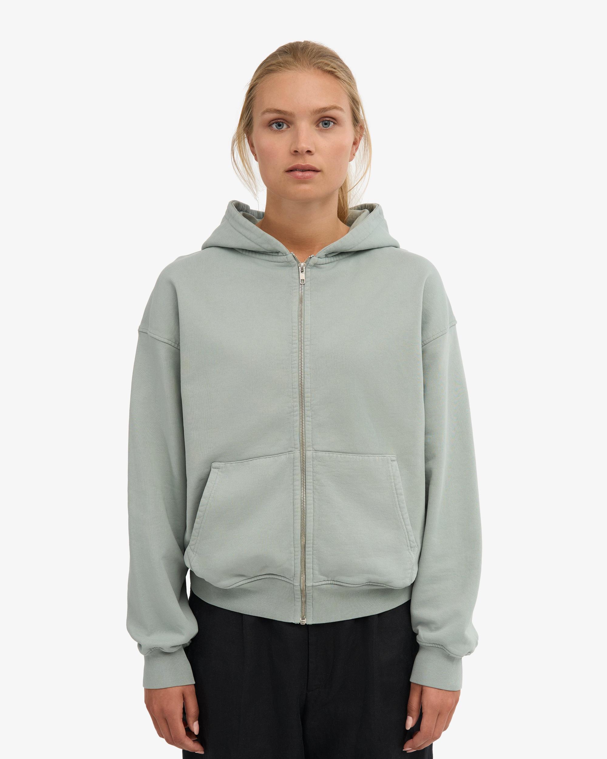 Organic Oversized Zip Hood - Steel Blue Product Image