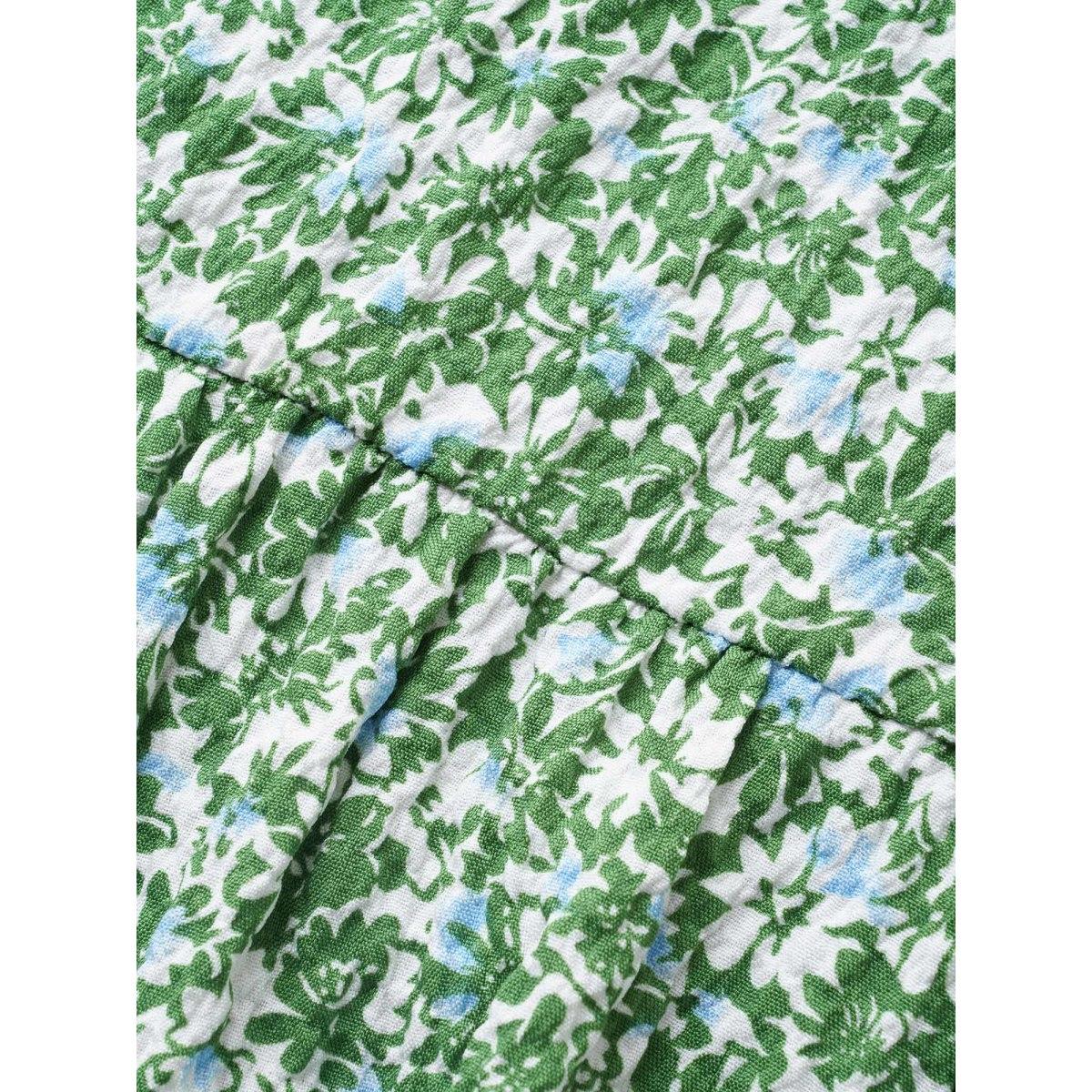 Plus Size Ditsy Floral Belted Flutter Cap Sleeve Dress Green Women Elegant Non Square Neck Cap Sleeve Curvy Midi Dress BloomChic 26/4X Product Image