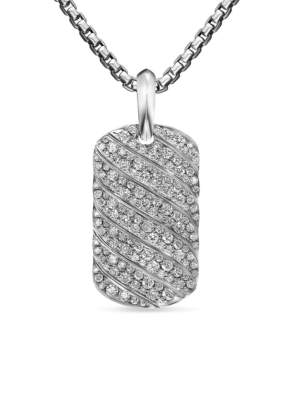 Mens Sculpted Cable Tag in 18K White Gold Product Image