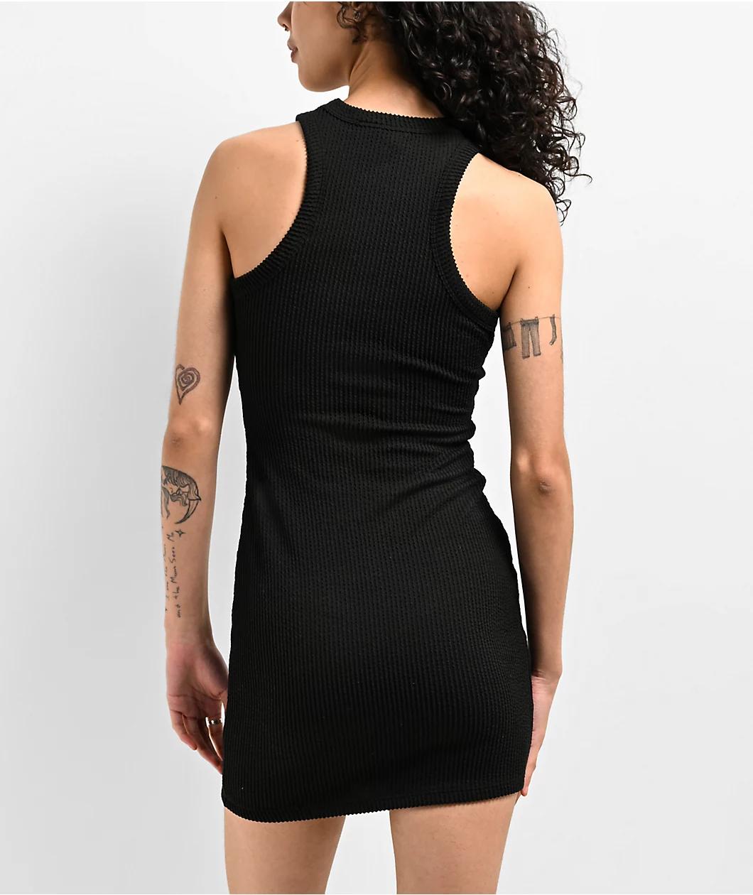 Spicychix Black Ribbed Bodycon Dress Product Image