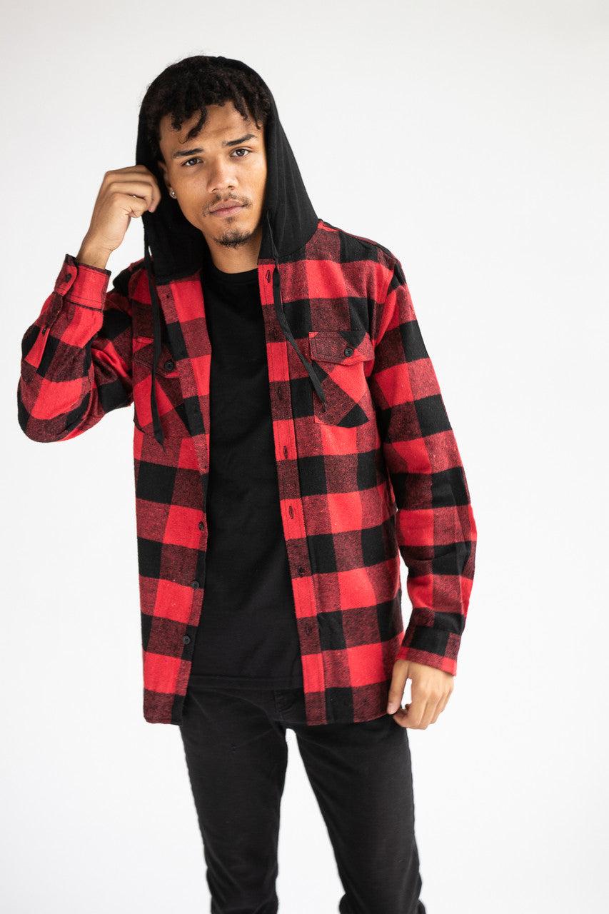 Hooded Flannel Shirt Product Image
