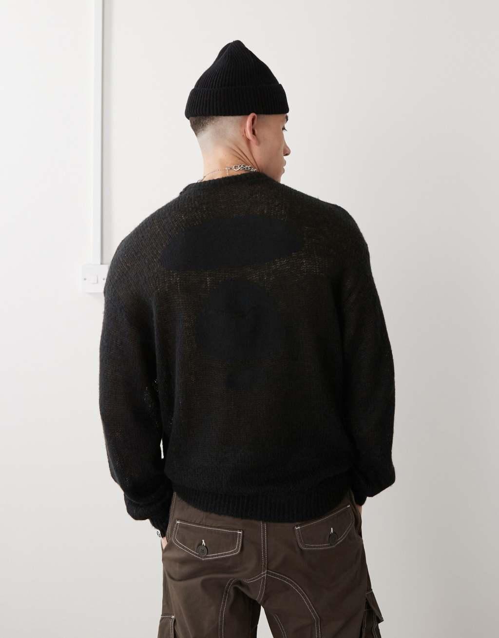 AAPE By A Bathing Ape printed back logo sweater in black Product Image