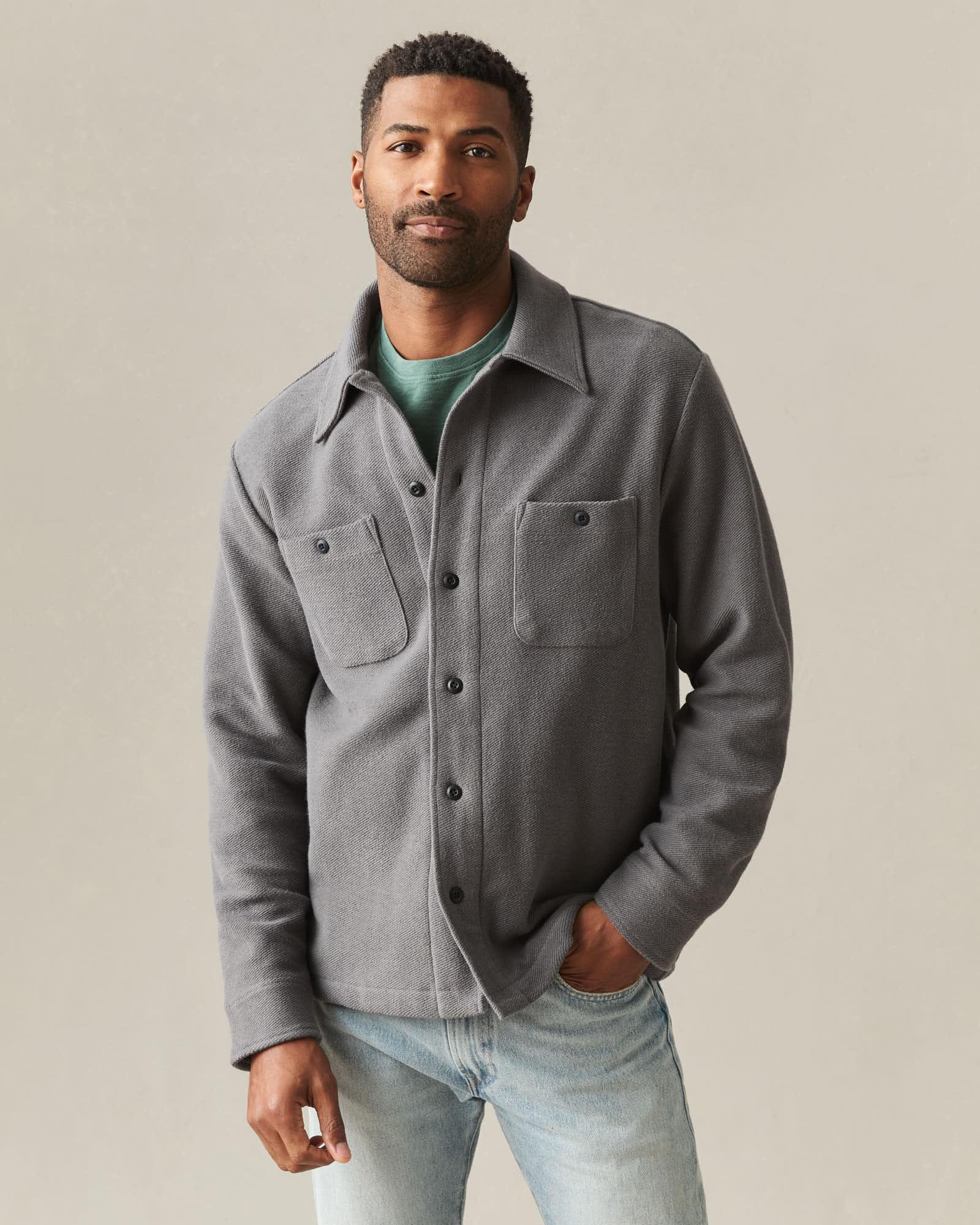 Men's French Terry Twill Shacket - Thunderstorm Product Image