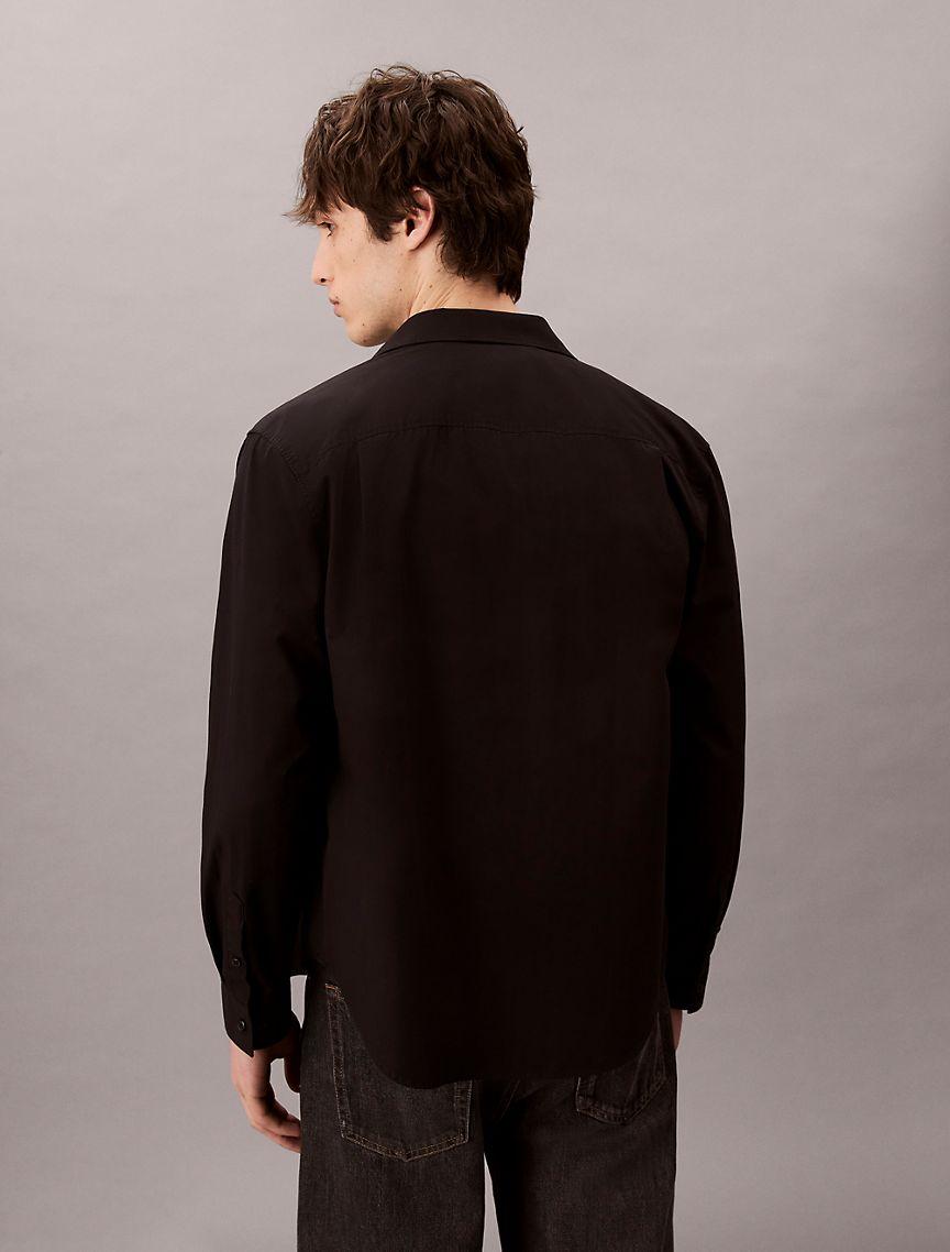 Calvin Klein Mens Cotton Poplin Relaxed Button-Down Shirt - Green Product Image