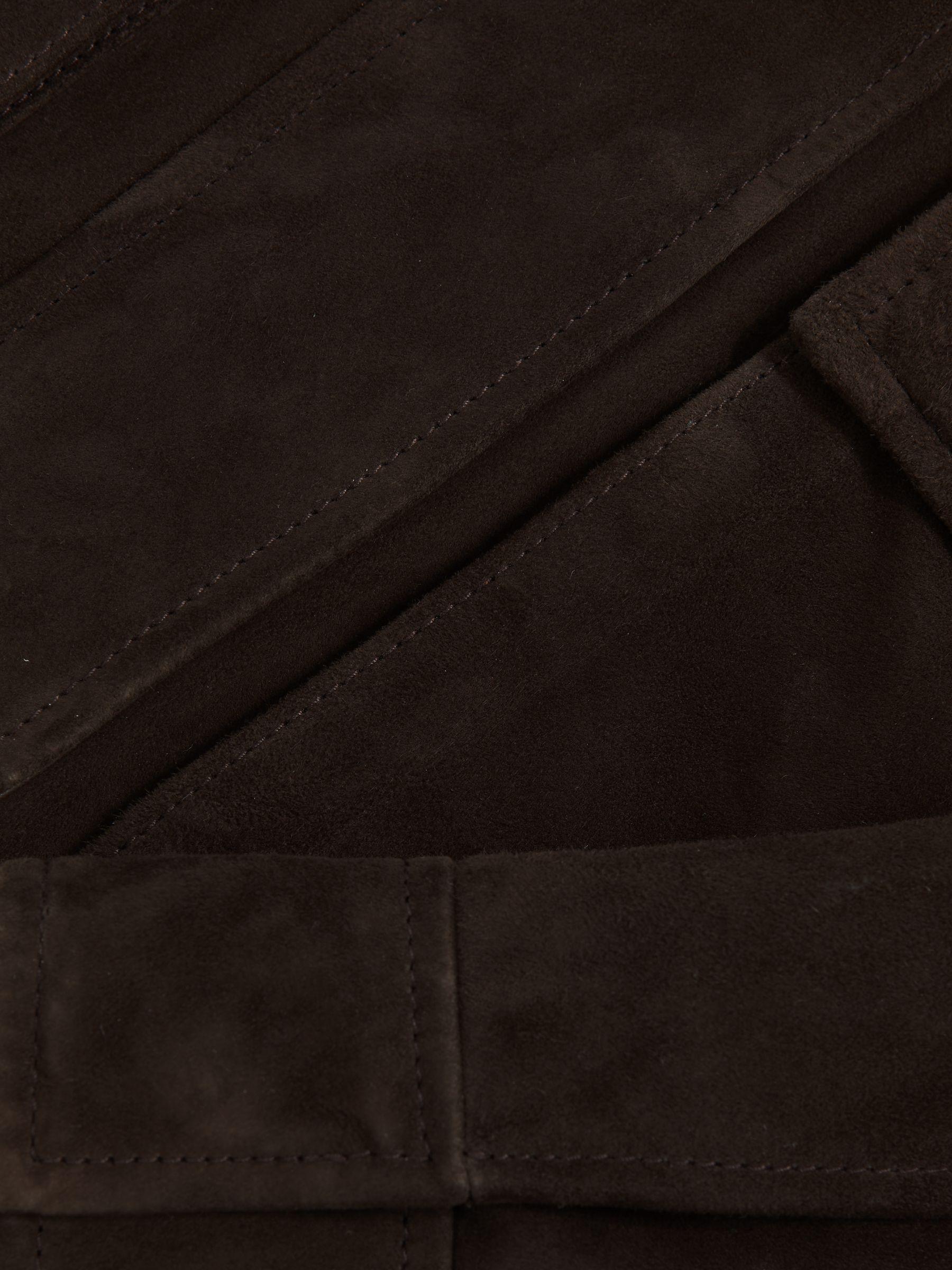 Suede Oversized Jacket in Chocolate Brown Product Image