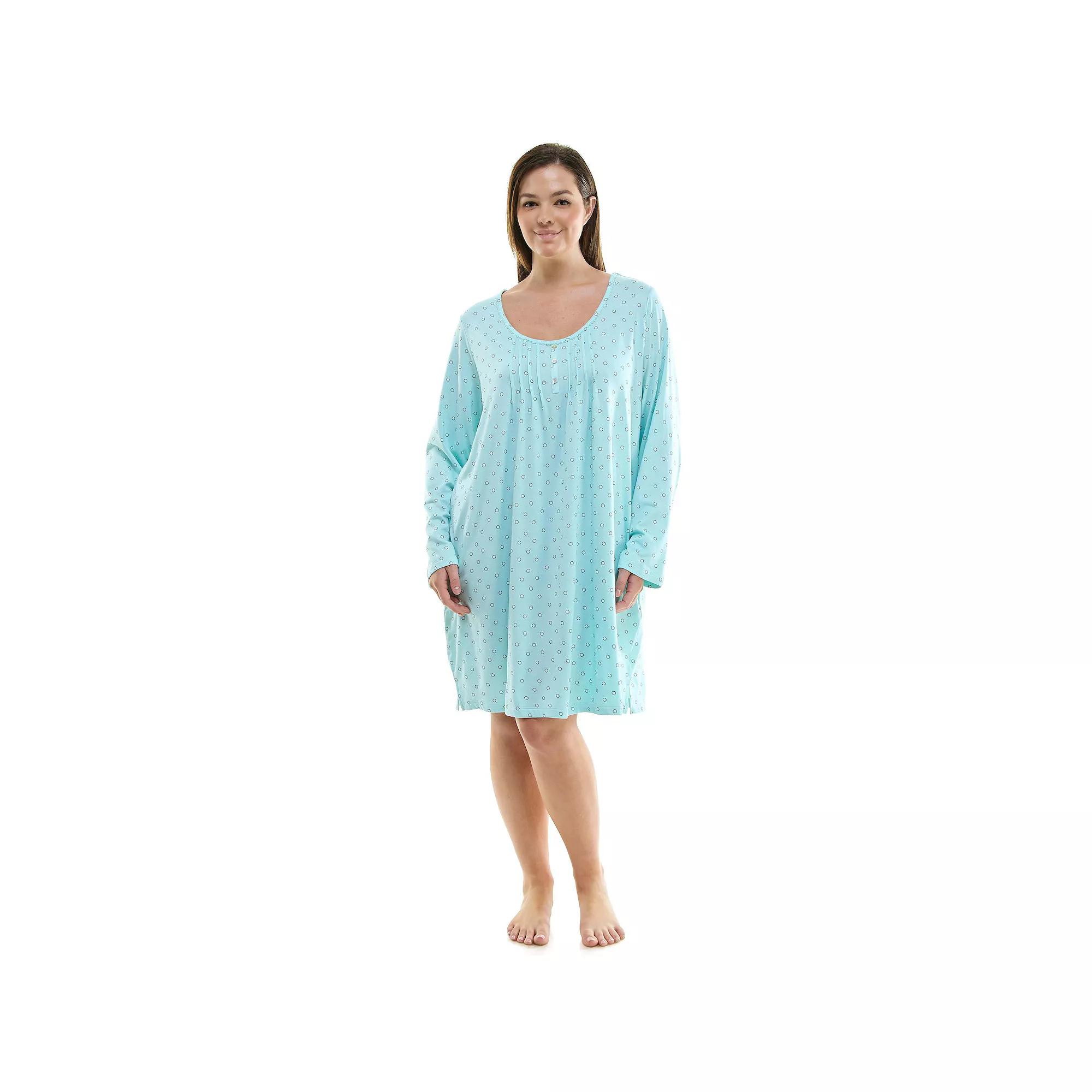 Plus Size Croft & Barrow® Cozy Luxe Long Sleeve Pajama Gown, Women's, Size: 2XL, Blue Tint Product Image