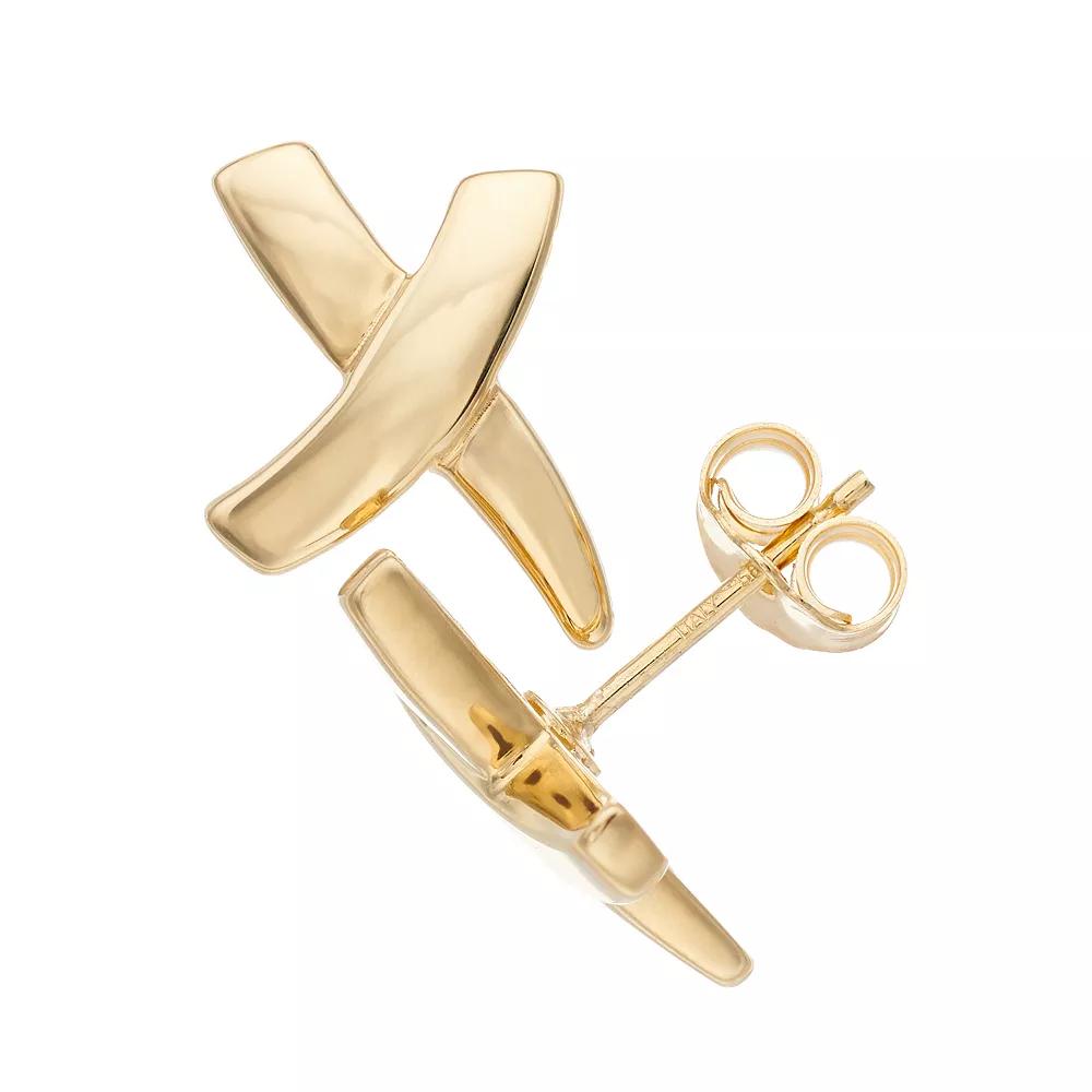 14k Gold "X" Post Stud Earrings, Women's Product Image