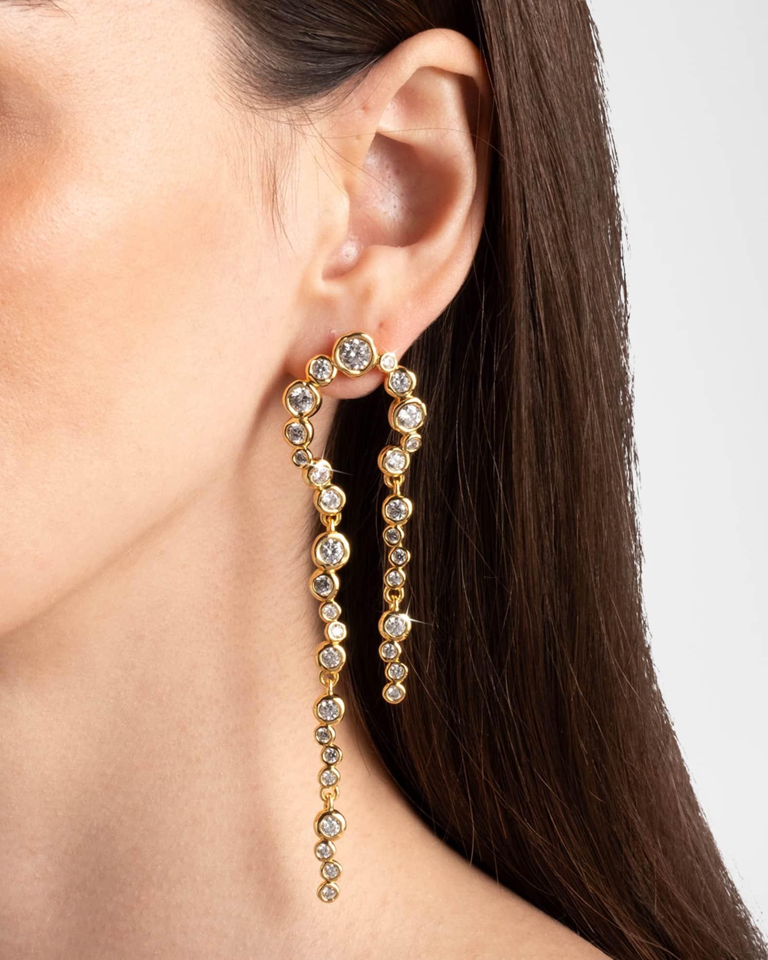 Asterales Gold CZ Arched Long Earrings Product Image