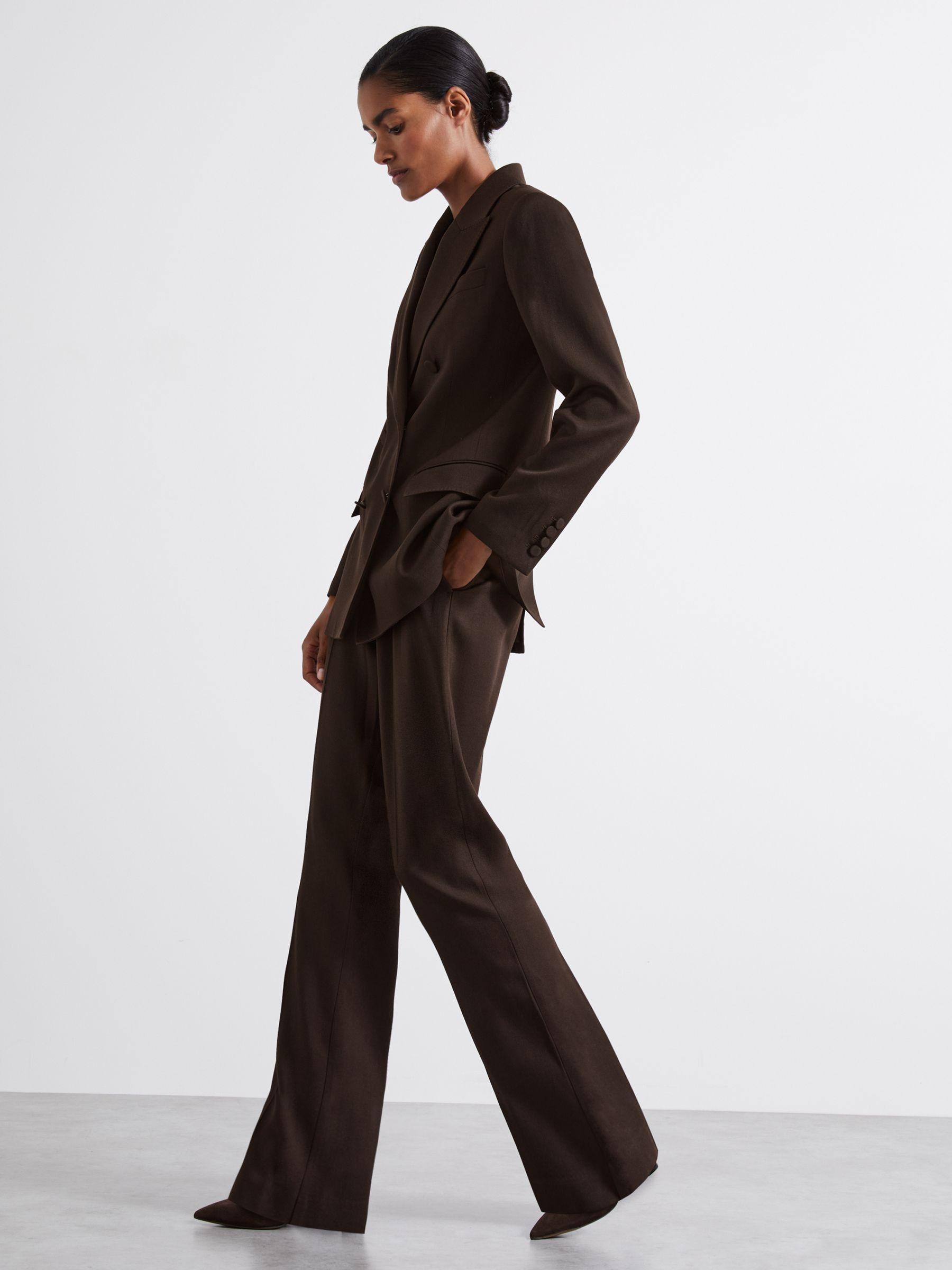 Atelier Virgin Wool-Blend Suit Trousers in Chocolate Product Image