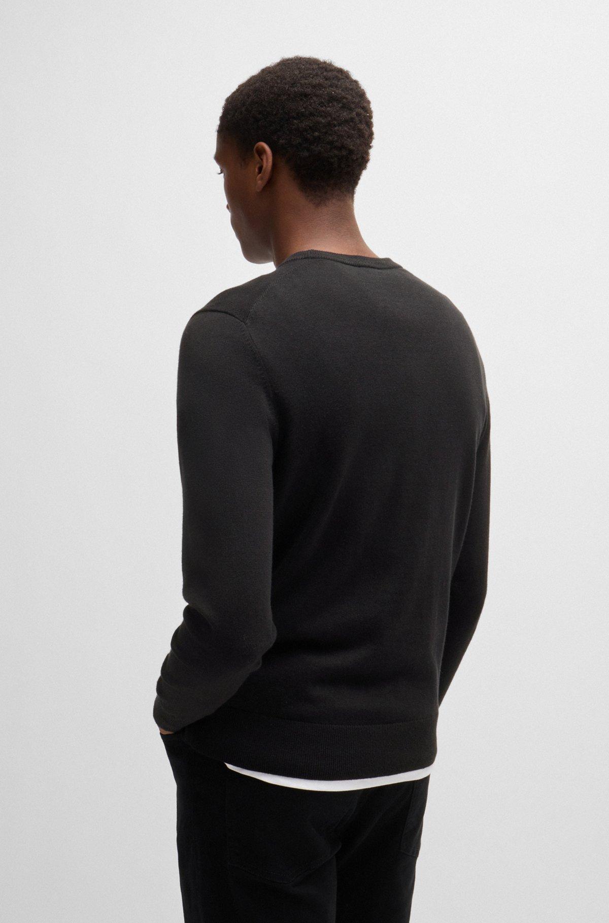 Crew-neck sweater in cotton and cashmere with logo Product Image