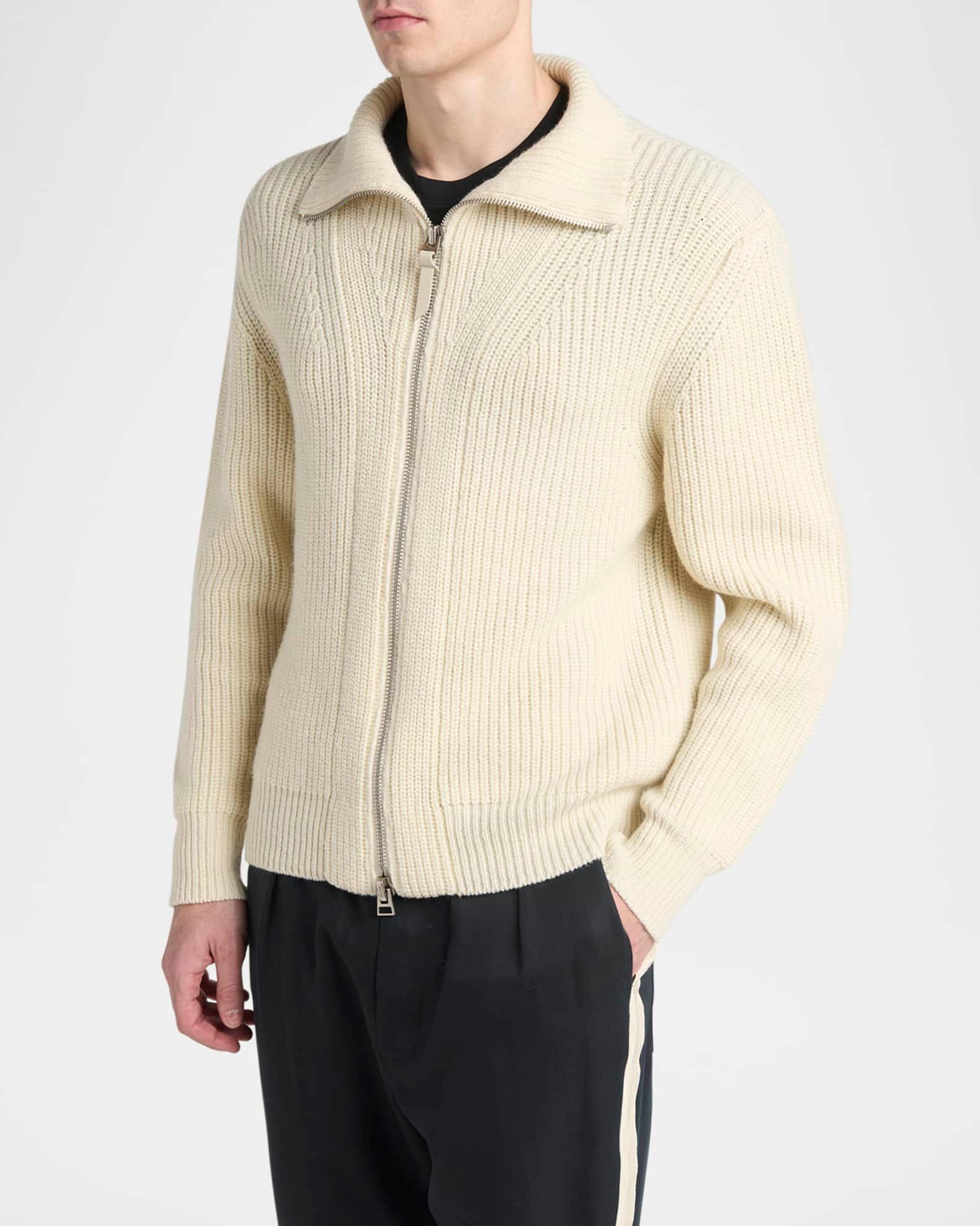 Men's Wool and Mohair Blend Full Zip Sweater Product Image