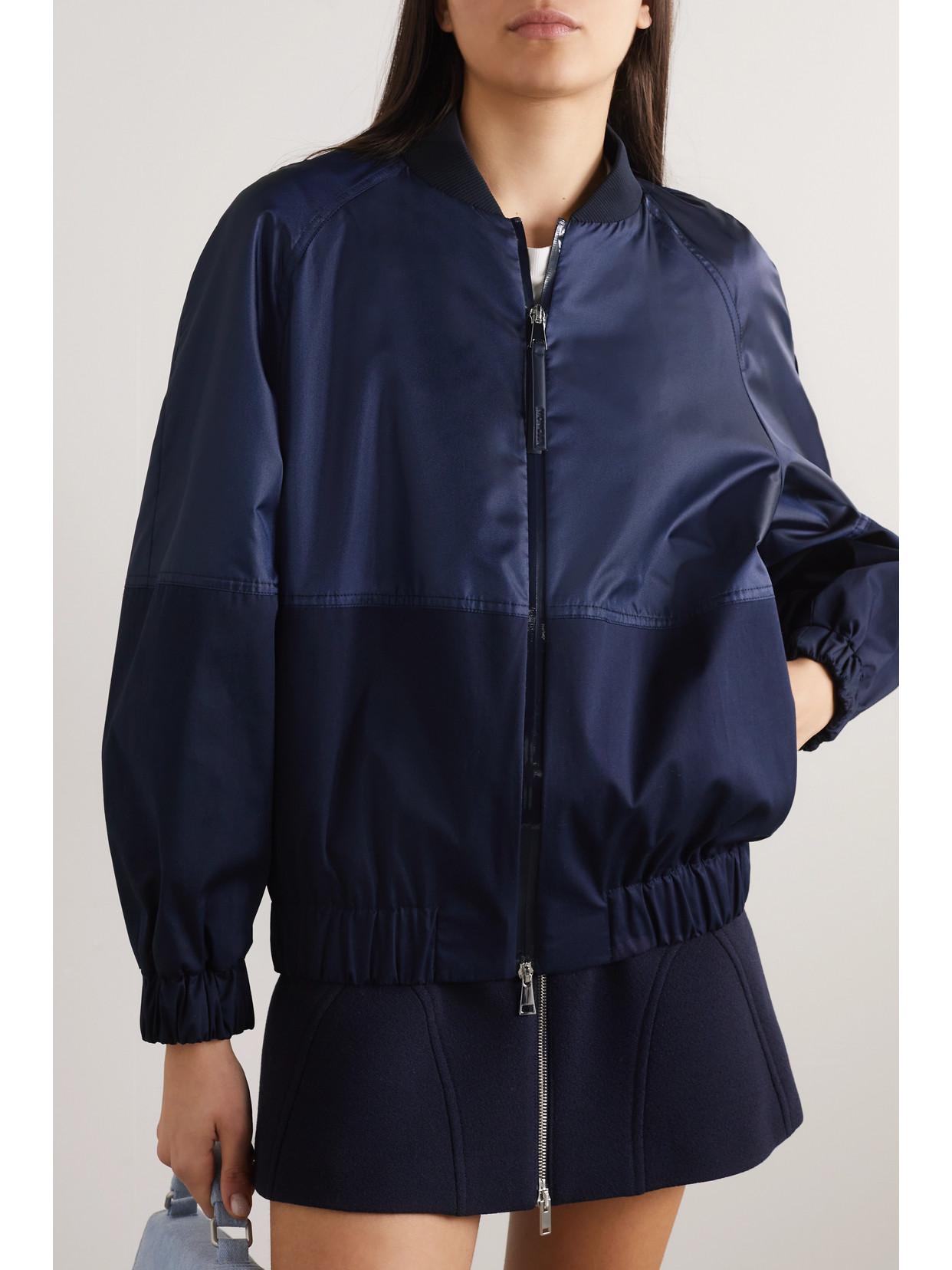 MONCLER Gobie Satin And Cotton-blend Twill Bomber Jacket In Navy Product Image