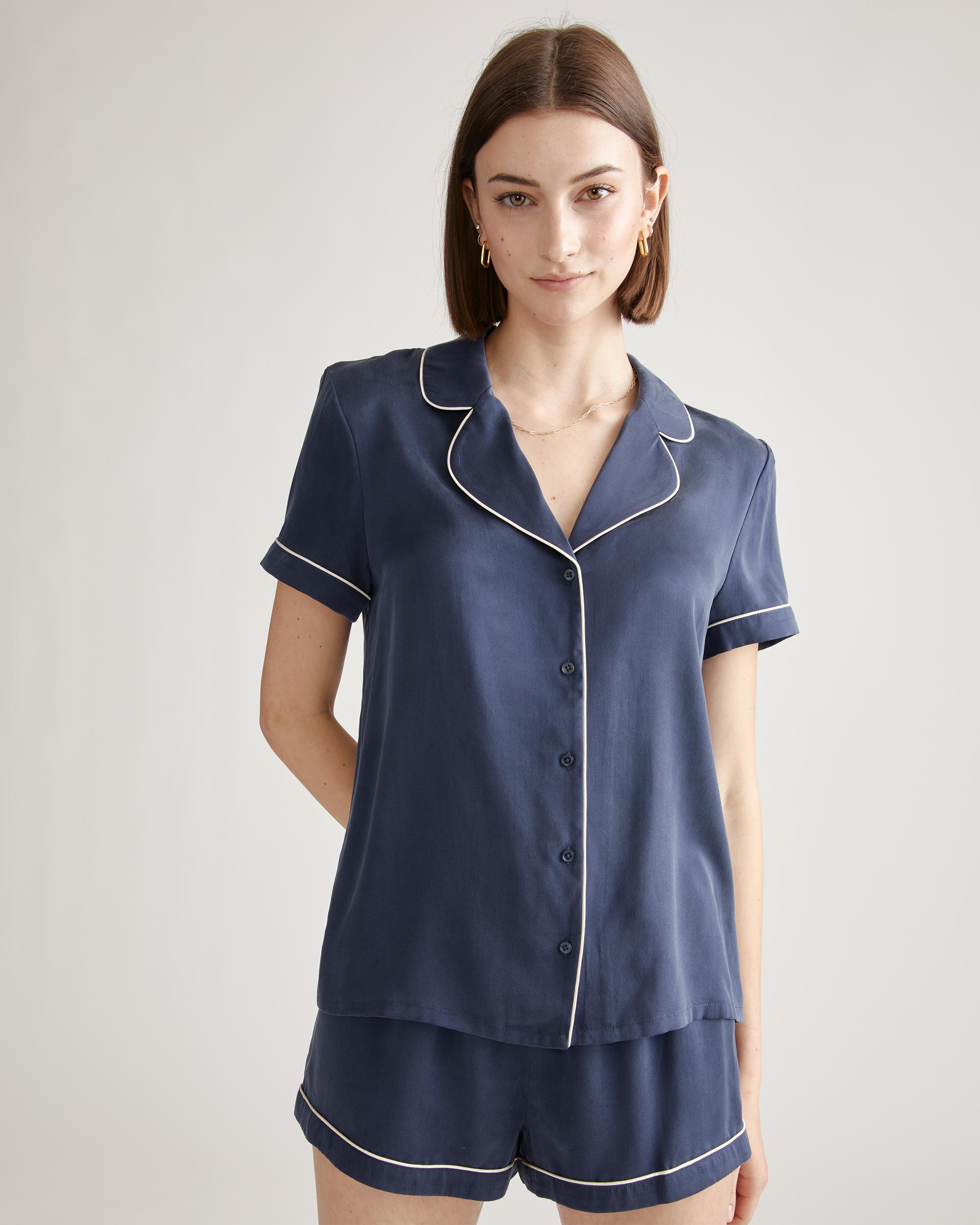 Quince | Women's Pajama Top with Piping Size XL, Silk Product Image
