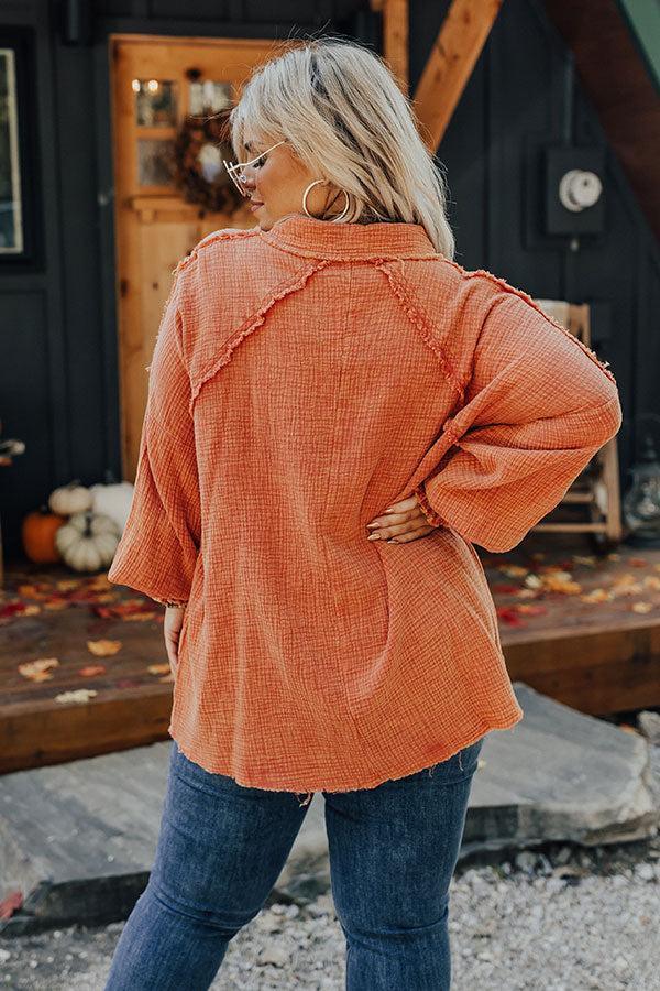 Autumn Brunch Button Up In Pumpkin Curves Product Image