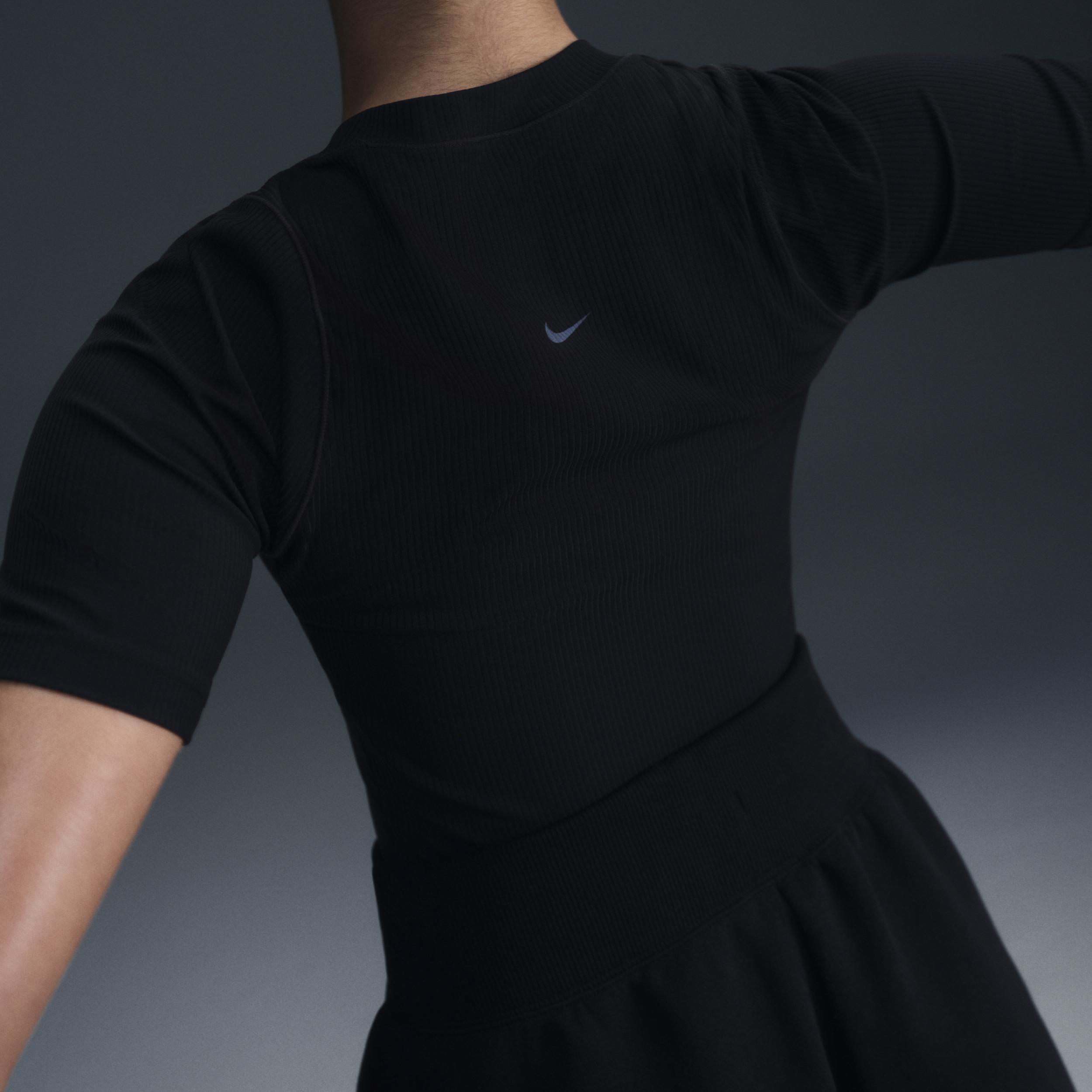 Nike Womens Zenvy Rib Dri-FIT Short-Sleeve Top | HF2772-010 Product Image